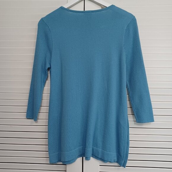 Chicos Sweater Vast Skies Pocket Detail Blue Pullover Womens Small NEW - Picture 3 of 8